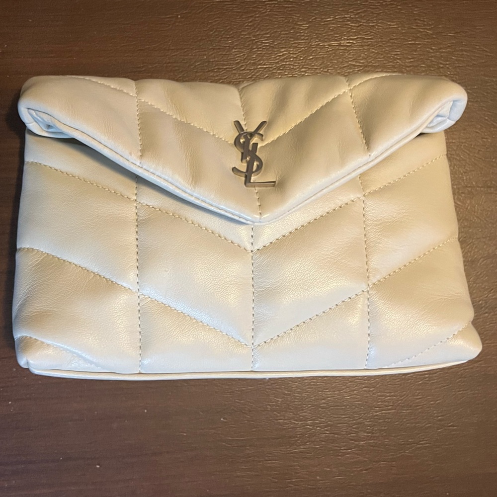 Saint Laurent Loulou small puffer pouch 8 x 5.75 x 3”
